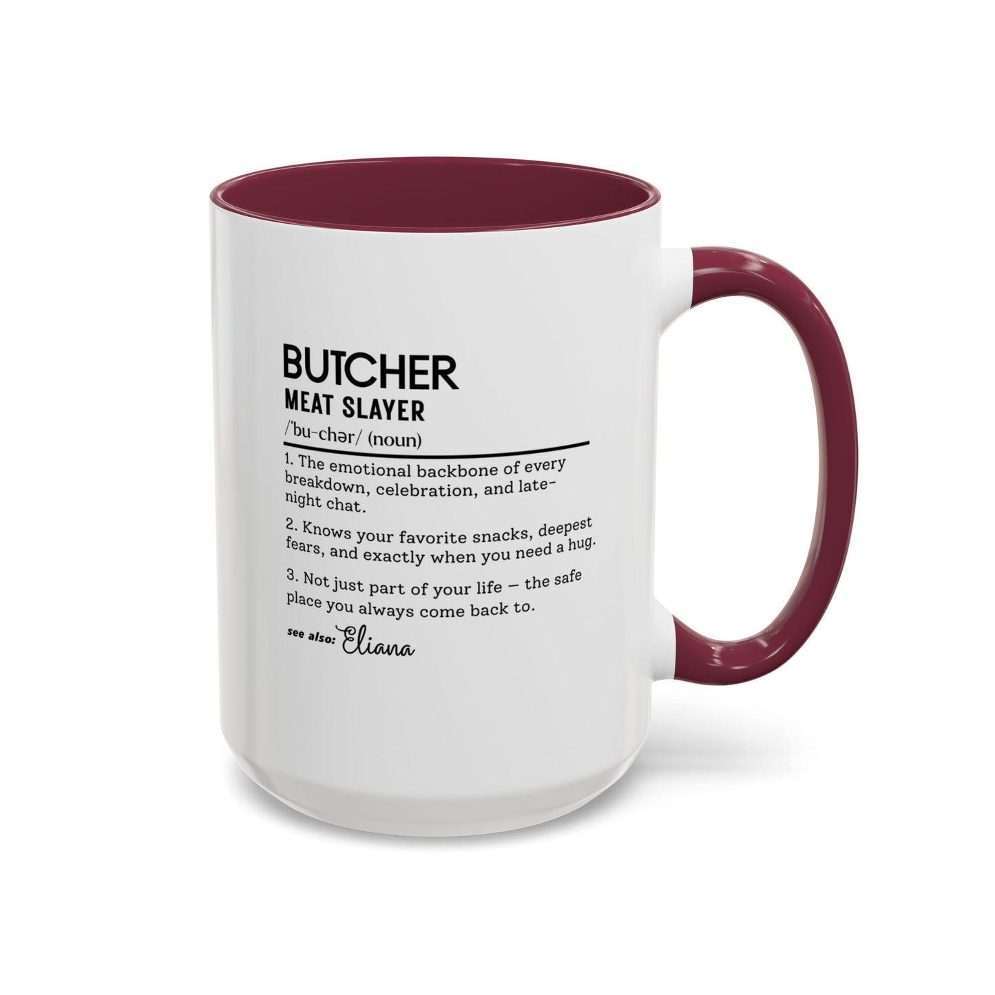 Custom Butcher Dictionary Mug, Funny Meat Slayer Coffee Cup, Personalized Kitchen Gift for Butchers, Colorful Mugs (11oz, 15oz)