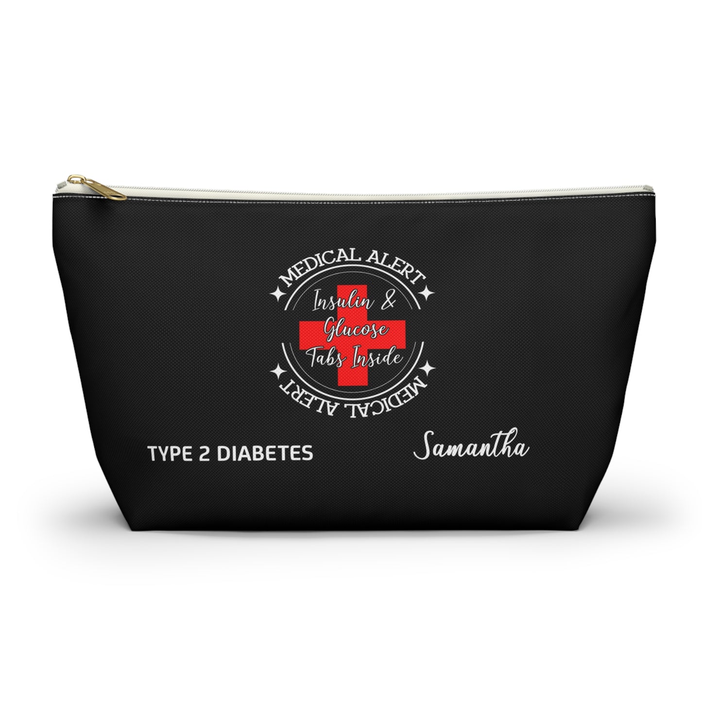 Personalized Medical Alert Insulin and Glucose Pouch for Type 2 Diabetes Samantha Emergency Medications Organizer and Travel Bag