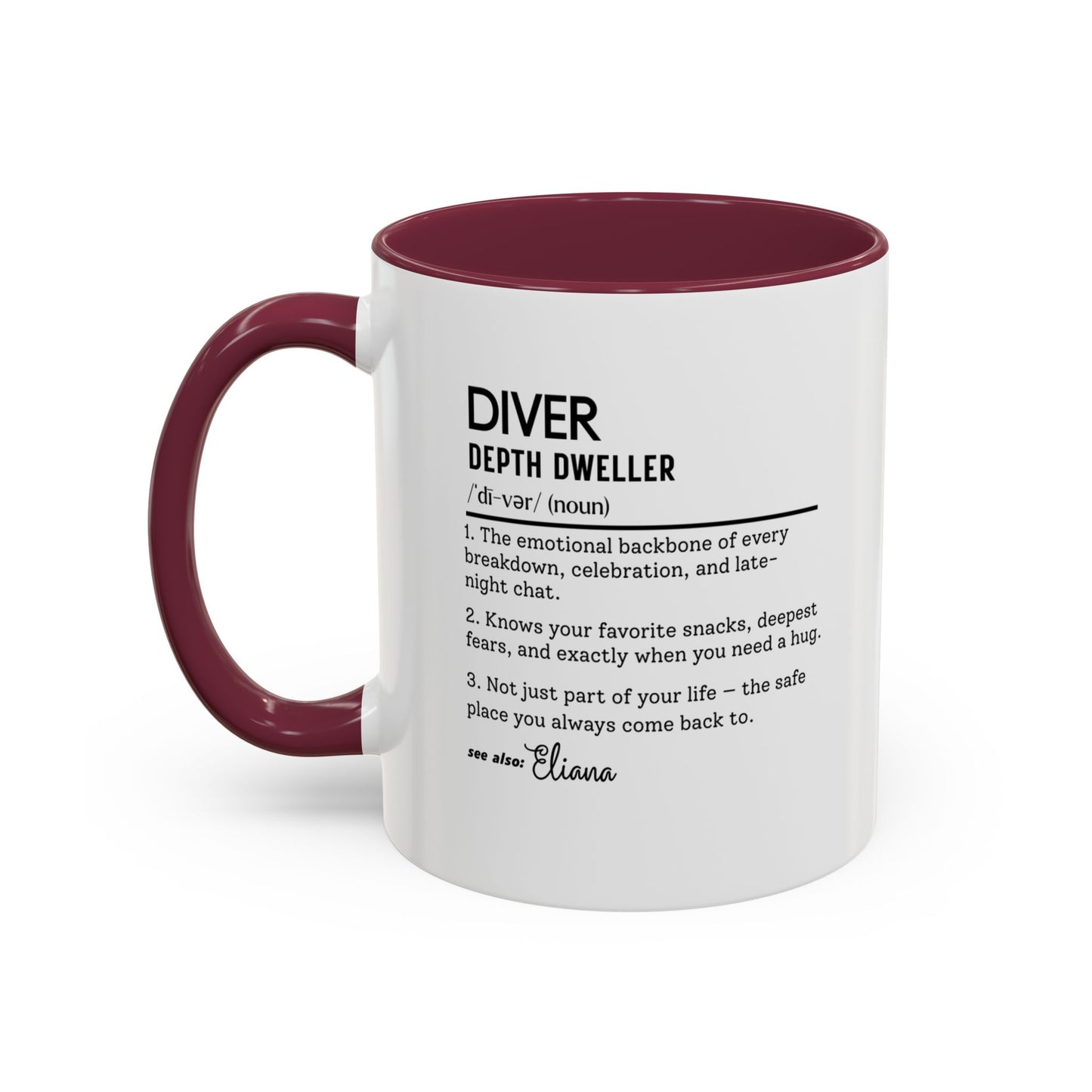 Diver Dictionary Mug, Funny Depth Dweller Coffee Cup, Custom Ocean Lover Mug Gift, Colorful Mugs (11oz, 15oz), Scuba Diver Gift