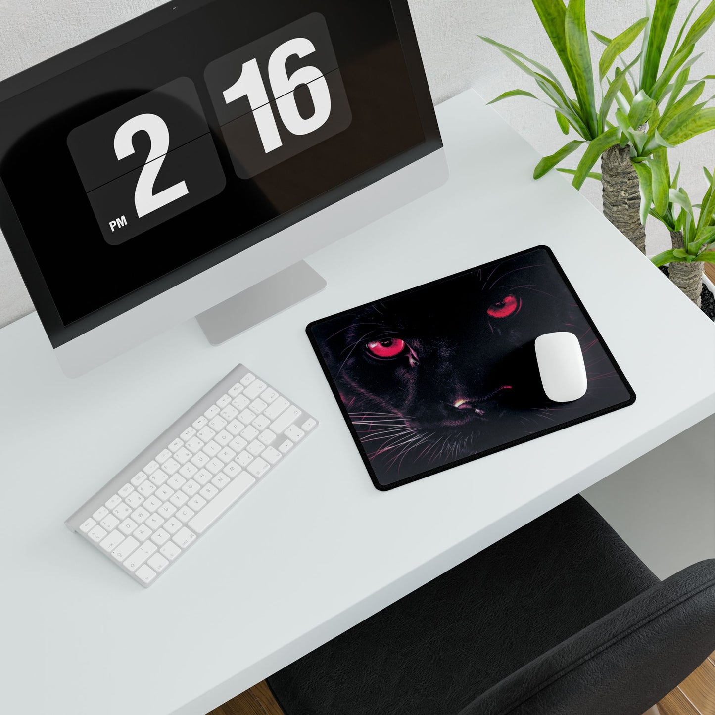 Mystical Panther Desk Mat - Stylish Workspace Decor, Office Accessory, Gaming Matt, Home Office Gift, Red Eyes Design
