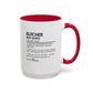 Custom Butcher Dictionary Mug, Funny Meat Slayer Coffee Cup, Personalized Kitchen Gift for Butchers, Colorful Mugs (11oz, 15oz)