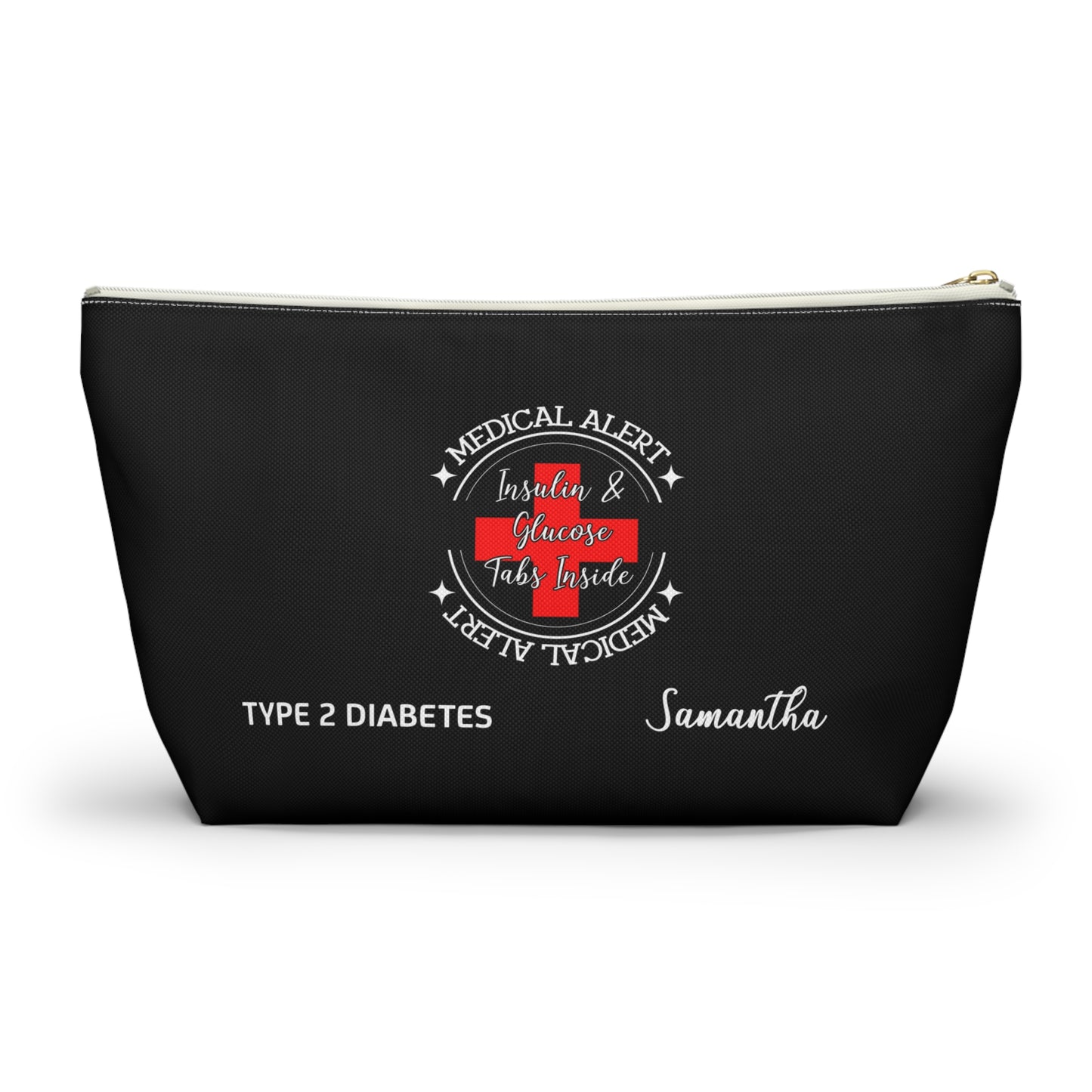 Personalized Medical Alert Insulin and Glucose Pouch for Type 2 Diabetes Samantha Emergency Medications Organizer and Travel Bag