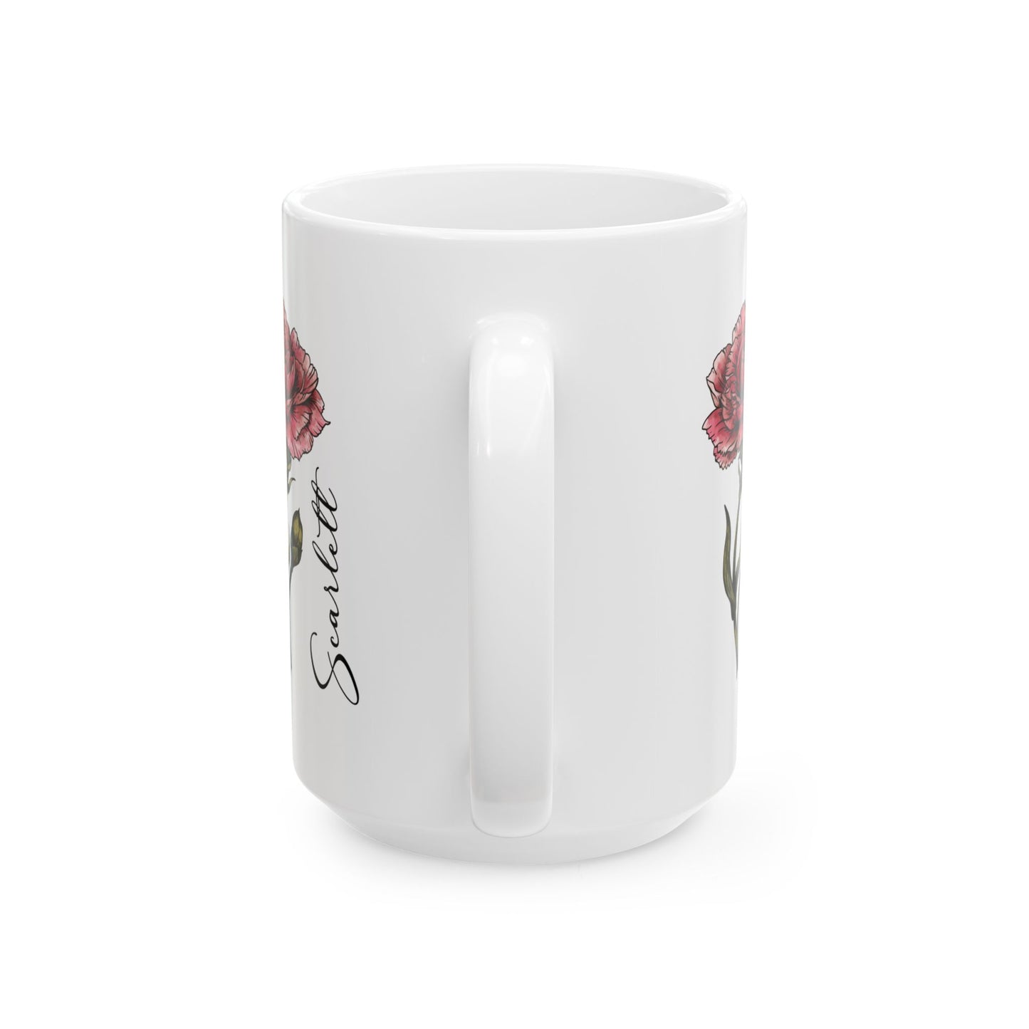 January Birth Flower Carnation Mug 11oz 15oz Personalized Floral Coffee Cup Birthday Gift for Her Ceramic Flower Name Custom Mug