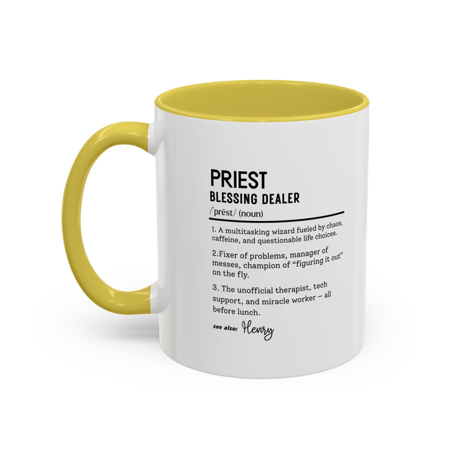 Custom Priest Dictionary Mug, Funny Blessing Dealer Mug, Universal Definition Mug Gift for Priest, Religious Gift Idea, Faith Leader Cup