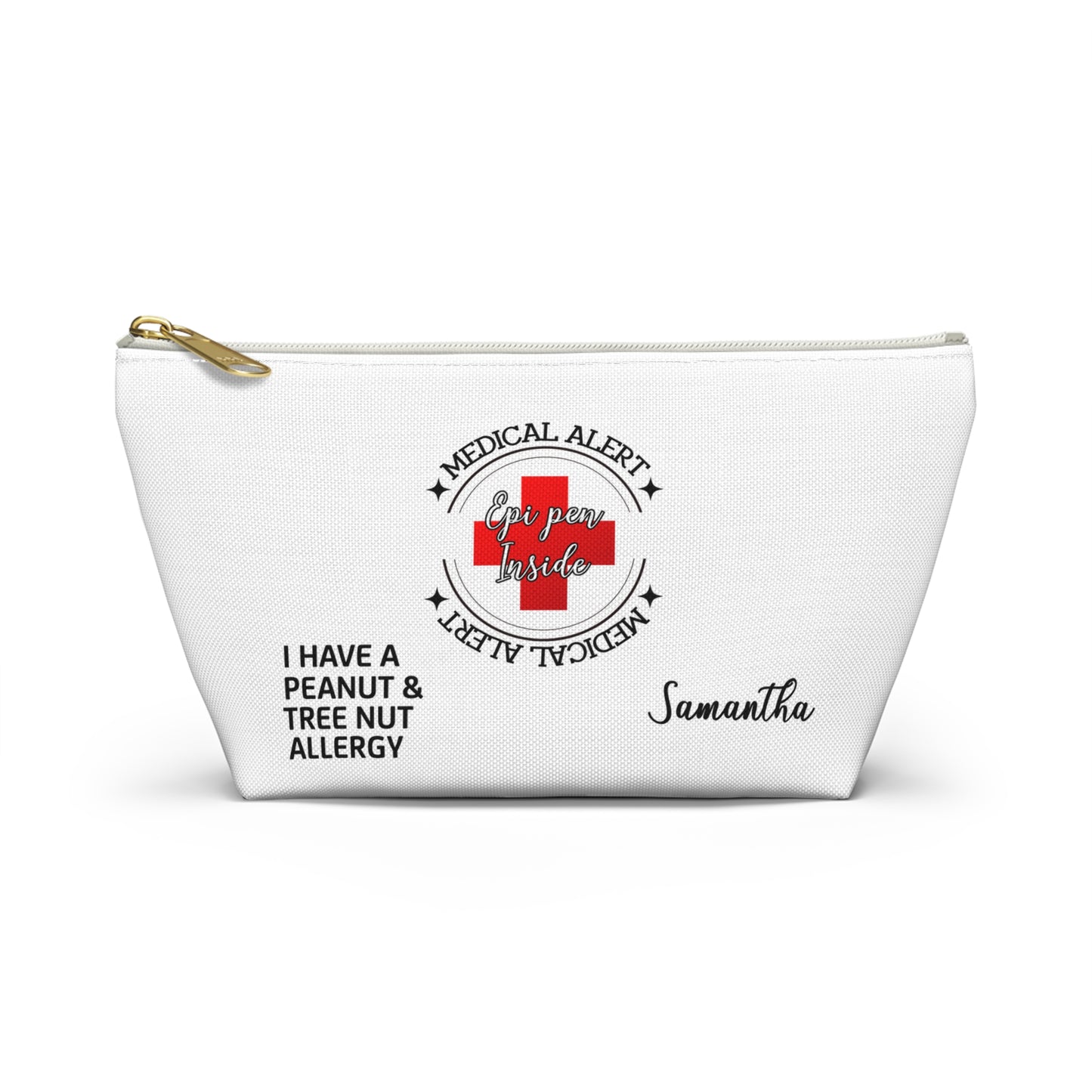 Medical Alert Epipen Inside Samantha Peanut and Tree Nut Allergy Pouch Personalized Allergy Bag for Kids Adults Travel Medication Holder