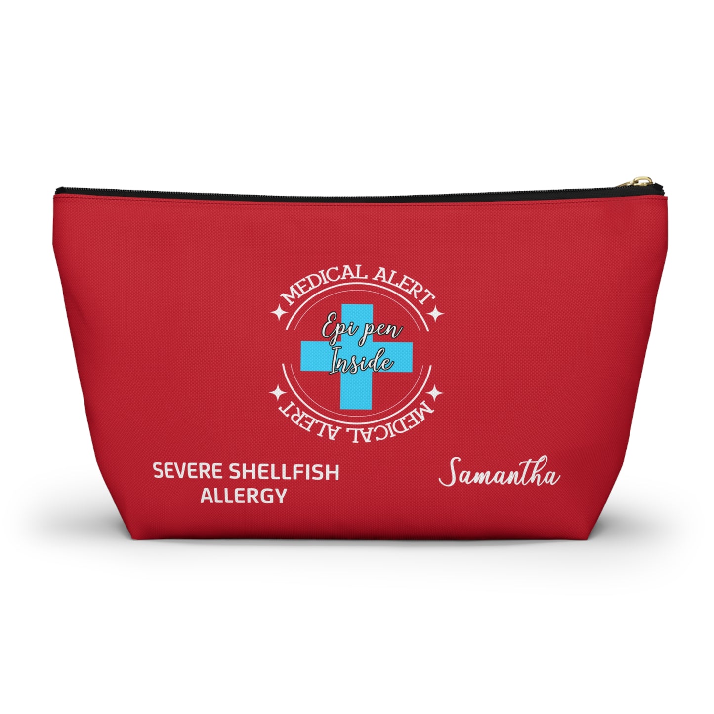 Personalized Medical Alert Epi Pen Pouch for Severe Shellfish Allergy Samantha Emergency Allergy Kit for School Travel Everyday