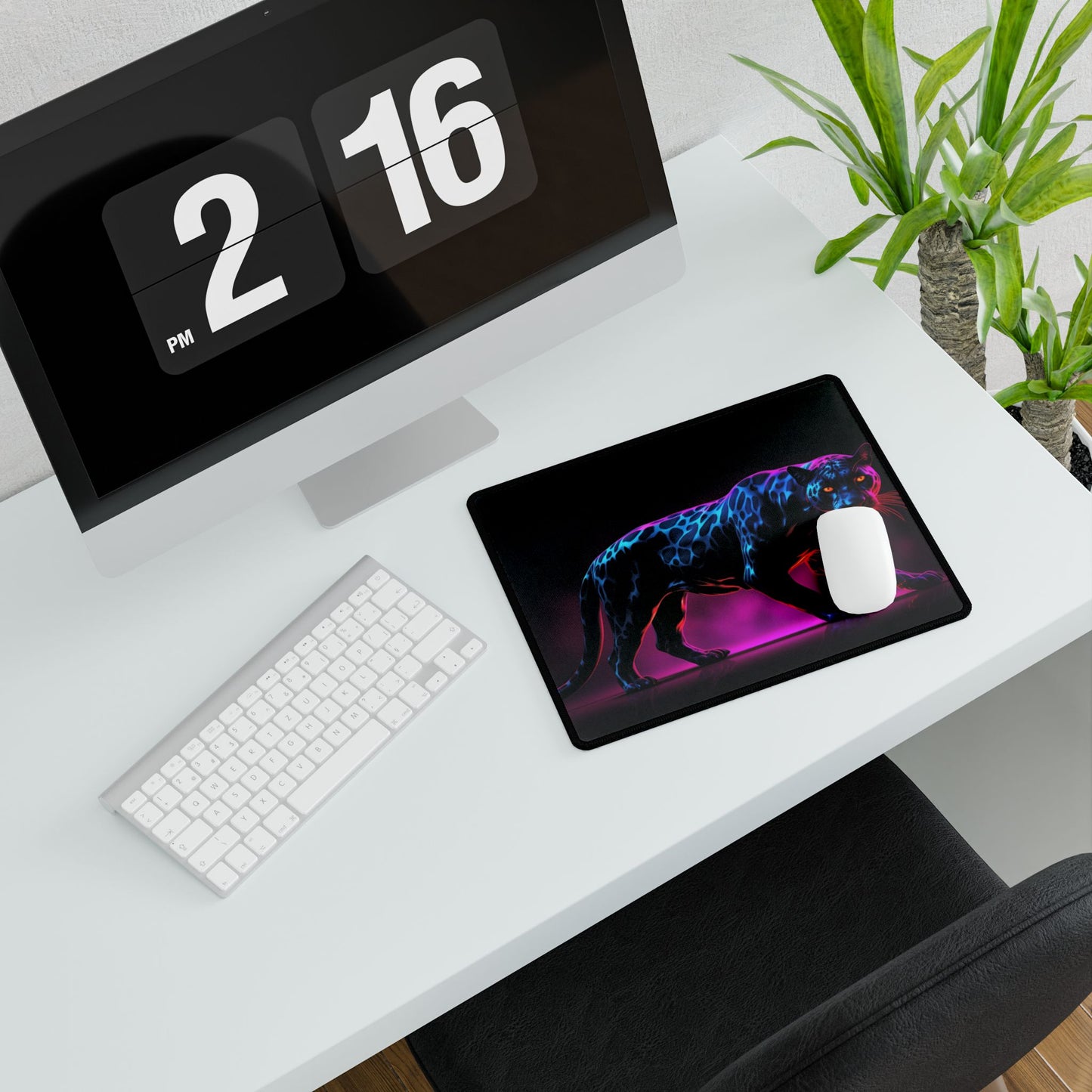 Neon Panther Desk Mat - Stylish Mouse Pad, Office Accessory, Gamer Gift, Home Decor, Desk Organizer