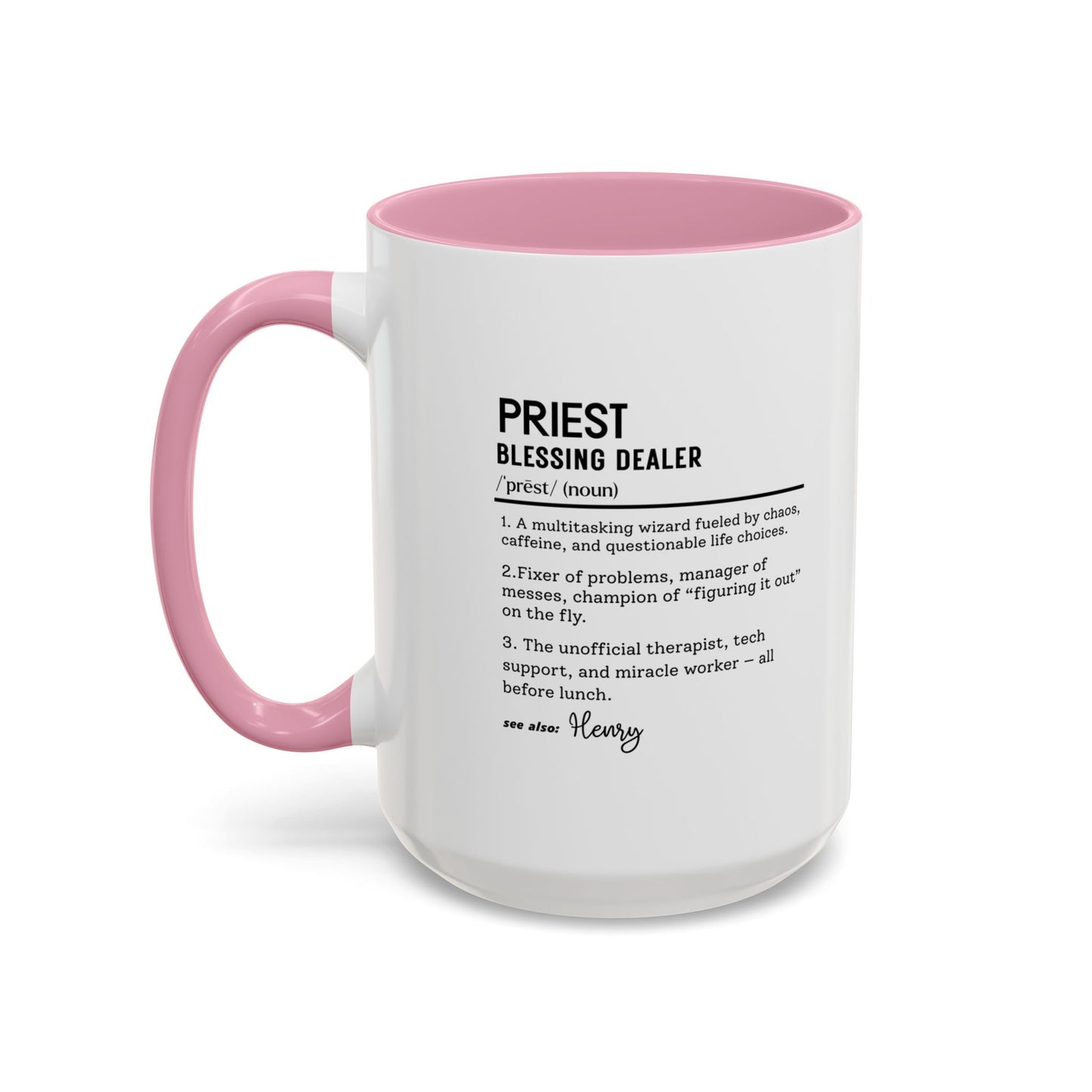 Custom Priest Dictionary Mug, Funny Blessing Dealer Mug, Universal Definition Mug Gift for Priest, Religious Gift Idea, Faith Leader Cup
