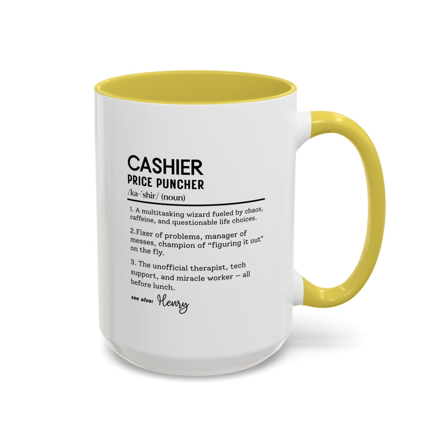 Funny Cashier Mug, Price Puncher Gift, Store Clerk Coffee Cup, Personalized Retail Worker Mug, Colorful Mugs (11oz, 15oz)