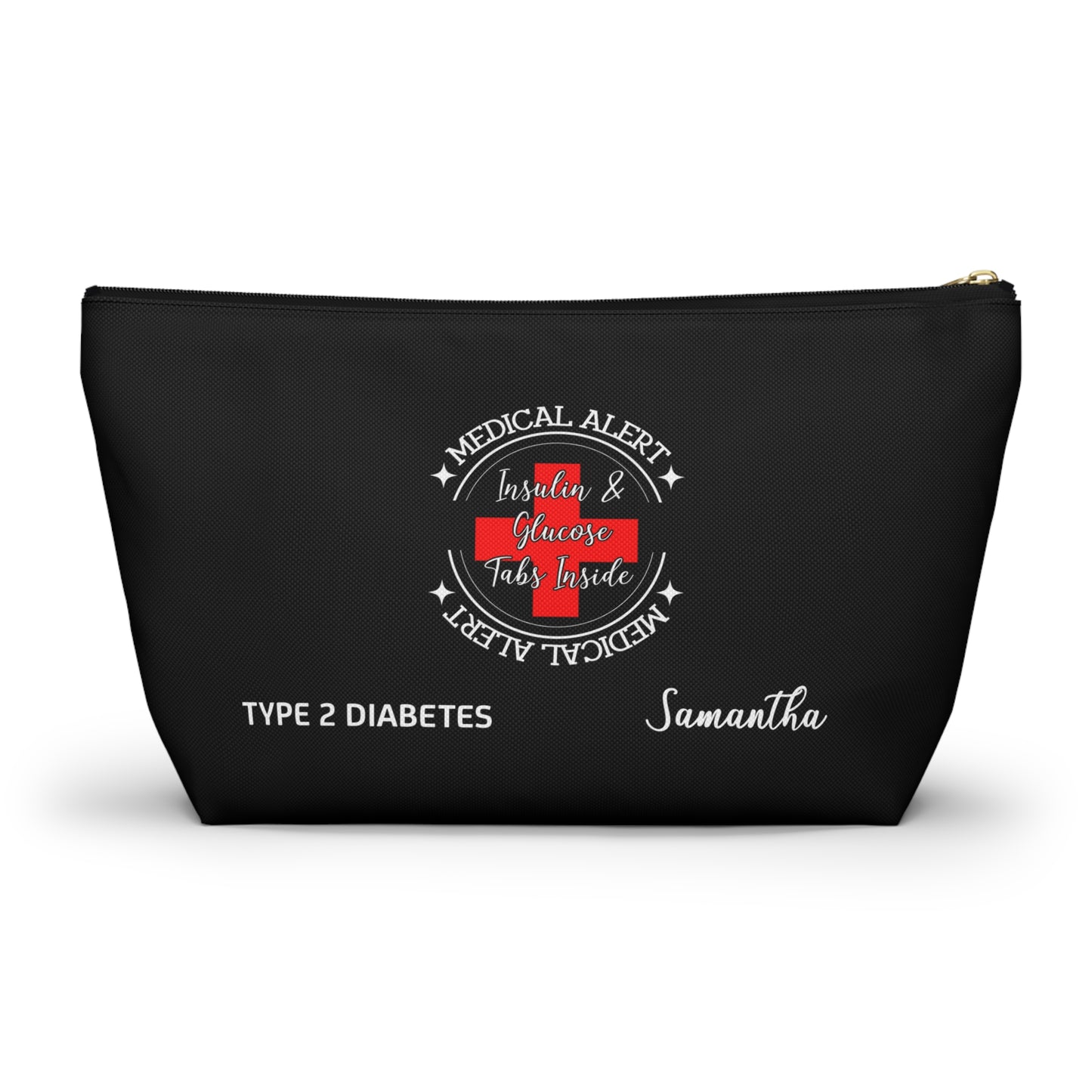 Personalized Medical Alert Insulin and Glucose Pouch for Type 2 Diabetes Samantha Emergency Medications Organizer and Travel Bag
