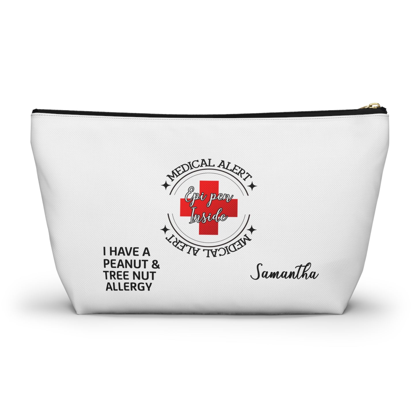 Medical Alert Epipen Inside Samantha Peanut and Tree Nut Allergy Pouch Personalized Allergy Bag for Kids Adults Travel Medication Holder