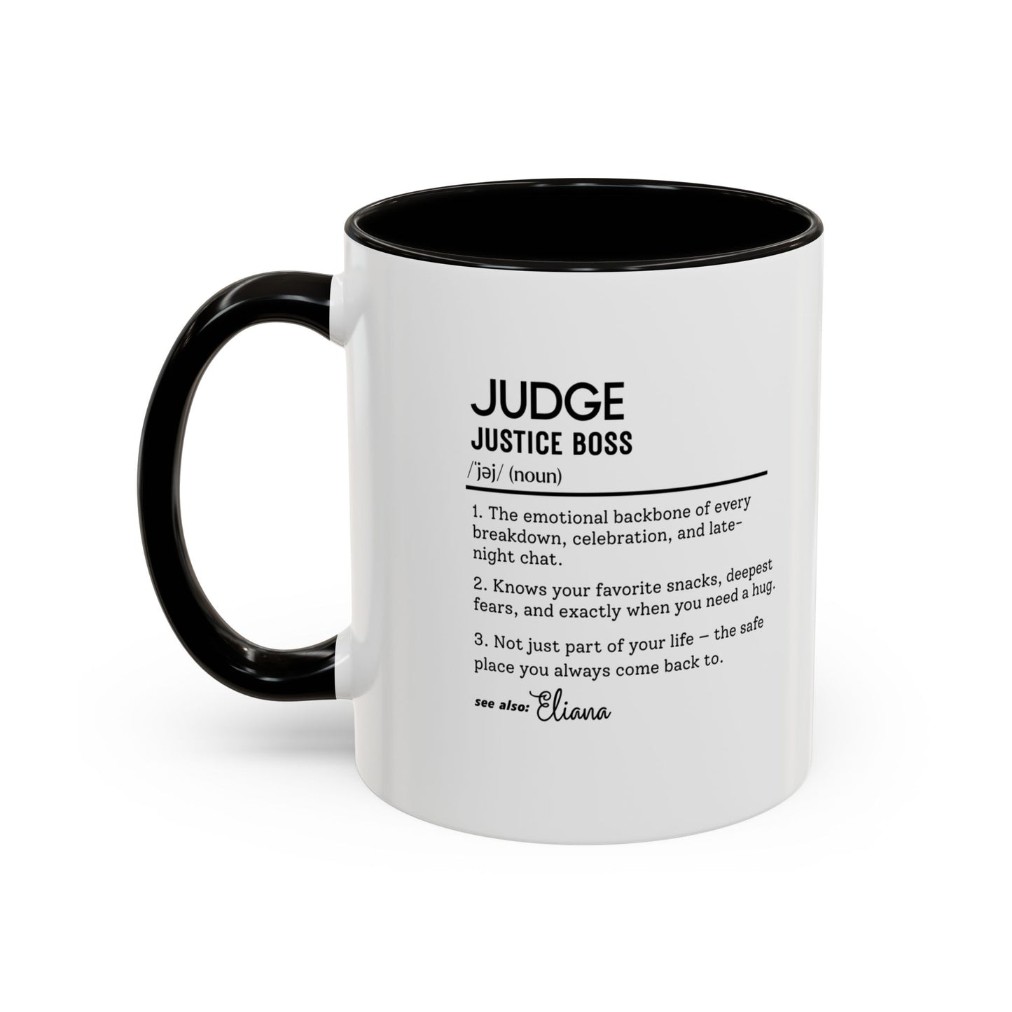Judge Dictionary Mug, Funny Justice Boss Coffee Cup, Custom Courtroom Gift Idea, Law Office Decor Mug