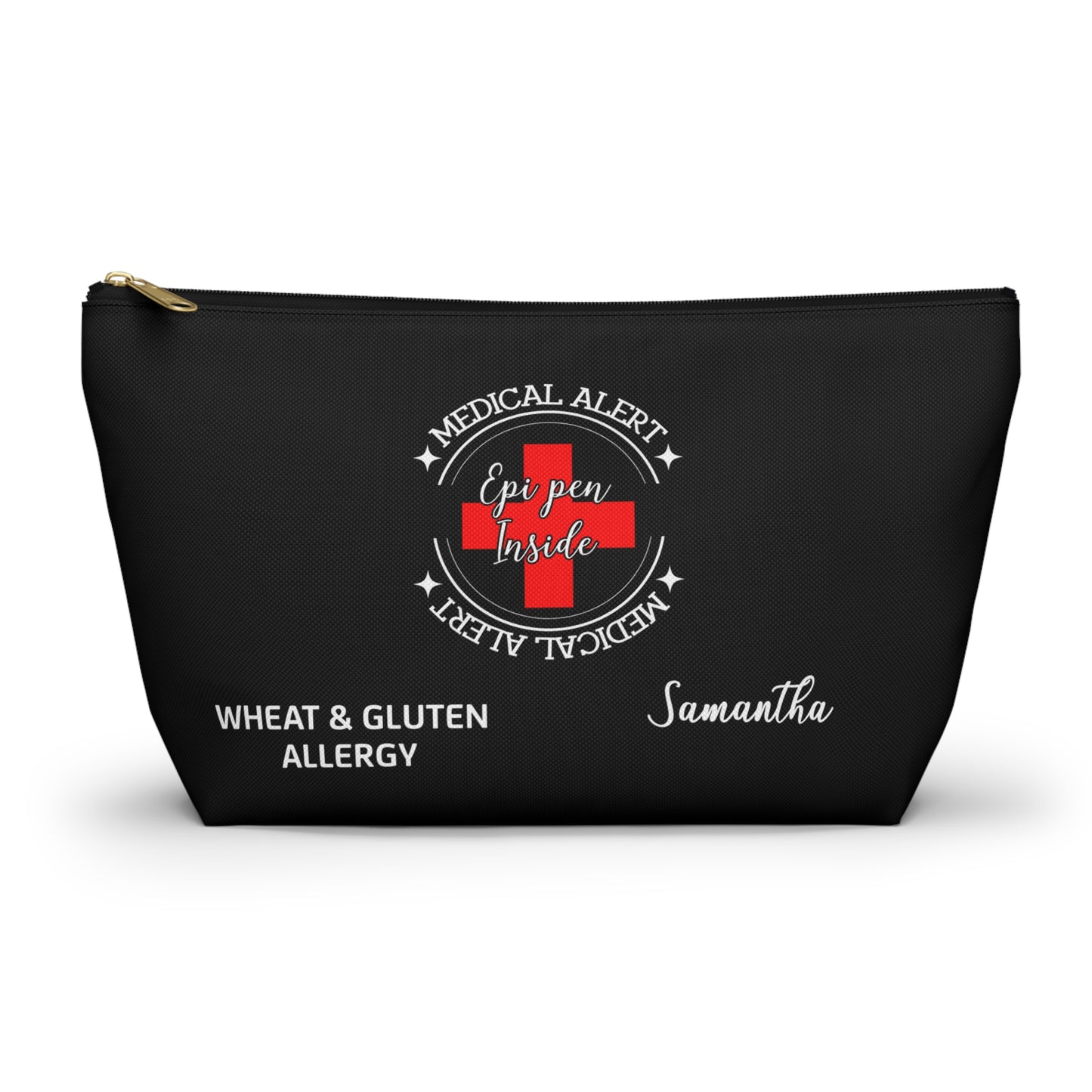 Personalized Medical Alert EpiPen Pouch for Wheat and Gluten Allergy Samantha Emergency Allergy Meds Bag and Travel Organizer