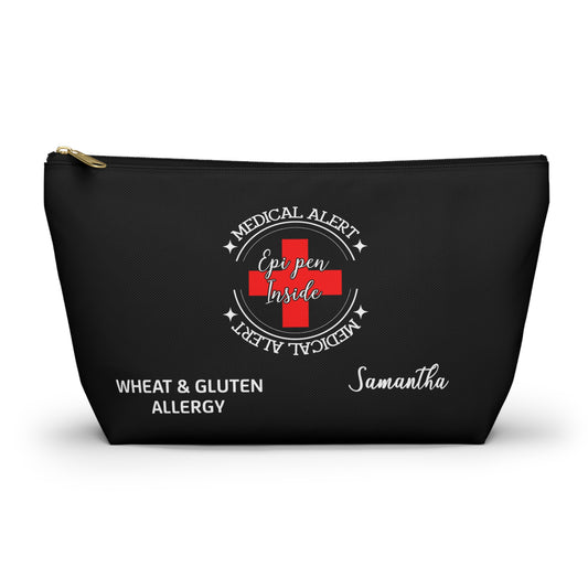 Personalized Medical Alert EpiPen Pouch for Wheat and Gluten Allergy Samantha Emergency Allergy Meds Bag and Travel Organizer