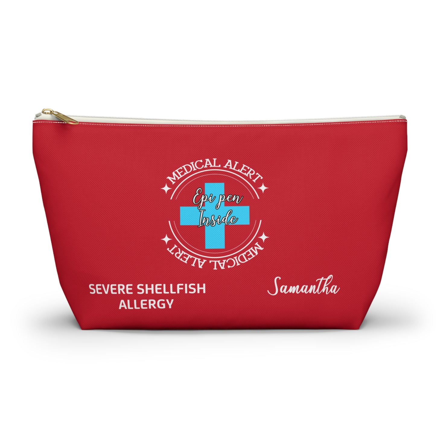Personalized Medical Alert Epi Pen Pouch for Severe Shellfish Allergy Samantha Emergency Allergy Kit for School Travel Everyday