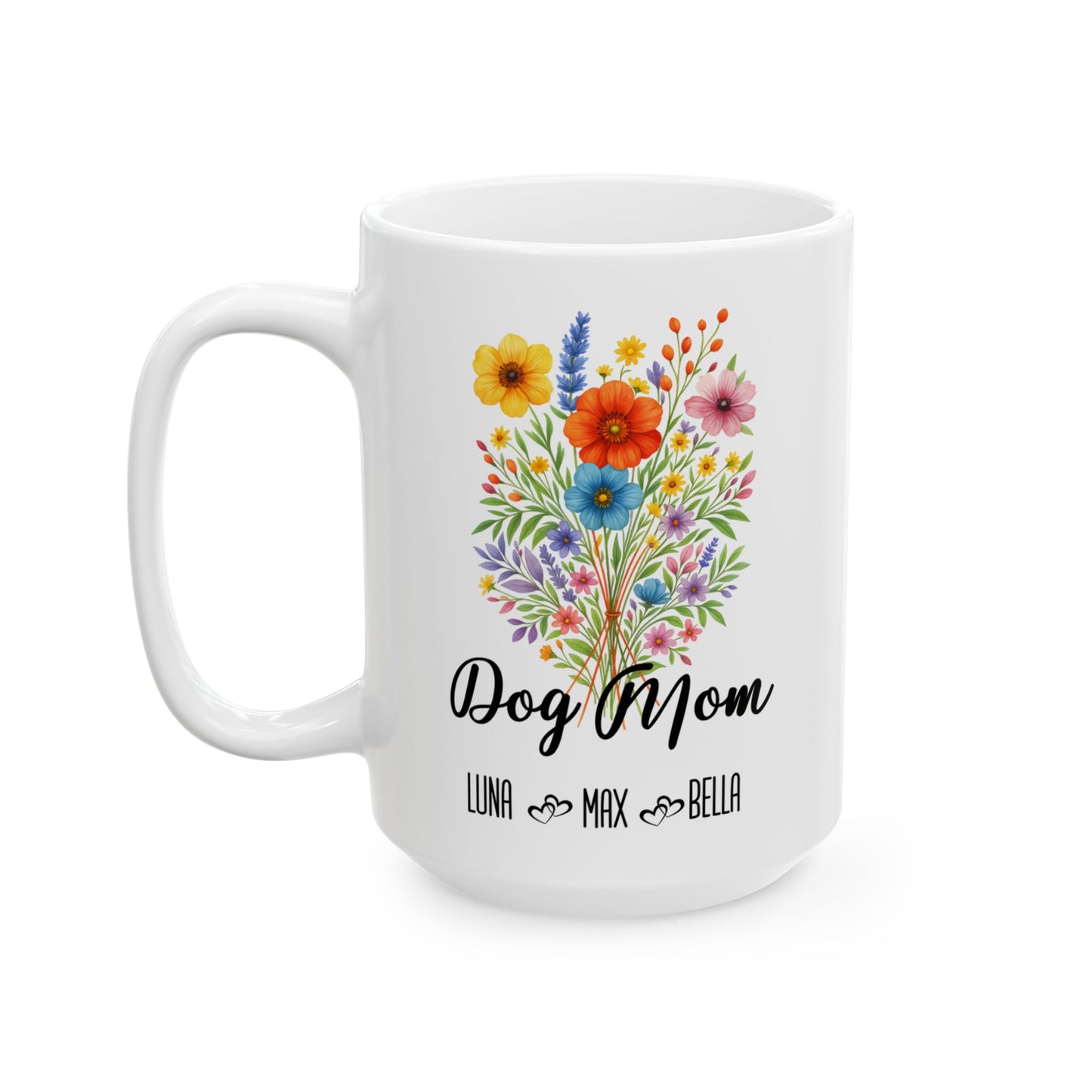 Dog Mom Mug 11oz 15oz Custom Coffee Cup Gift for Dog Lovers Pet Owner Mug for Women Personalized Ceramic Mug for Fur Mama