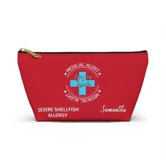Personalized Medical Alert Epi Pen Pouch for Severe Shellfish Allergy Samantha Emergency Allergy Kit for School Travel Everyday