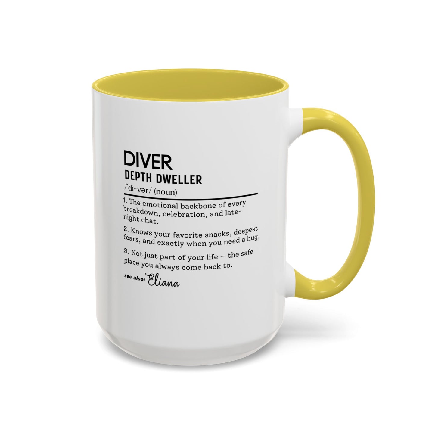 Diver Dictionary Mug, Funny Depth Dweller Coffee Cup, Custom Ocean Lover Mug Gift, Colorful Mugs (11oz, 15oz), Scuba Diver Gift