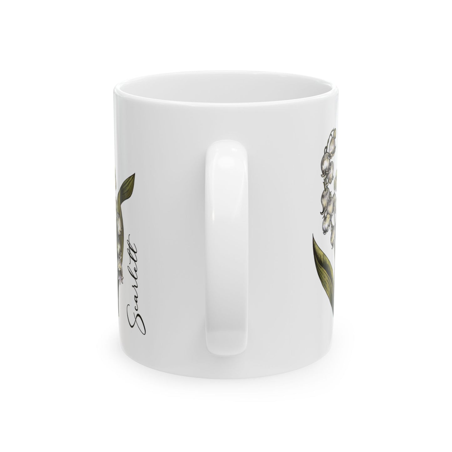 May Birth Flower Lily Mug 11oz 15oz Personalized Floral Coffee Cup Birthday Gift for Her Custom Ceramic Flower Name Mug
