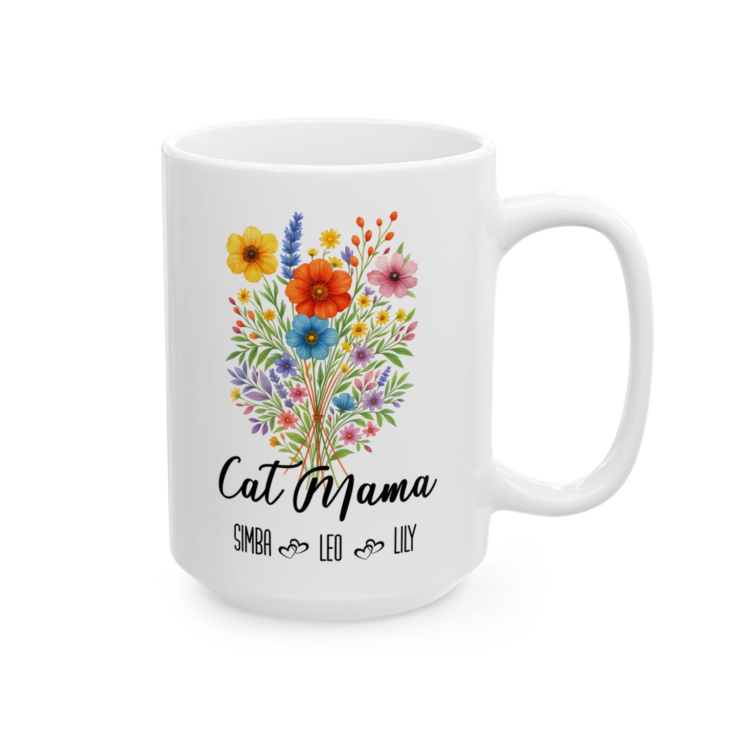 Cat Mama Mug 11oz 15oz Custom Coffee Cup Gift for Cat Lovers Pet Owner Mug for Women Personalized Ceramic Mug for Cat Mom