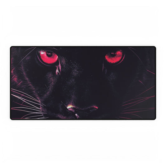 Mystical Panther Desk Mat - Stylish Workspace Decor, Office Accessory, Gaming Matt, Home Office Gift, Red Eyes Design