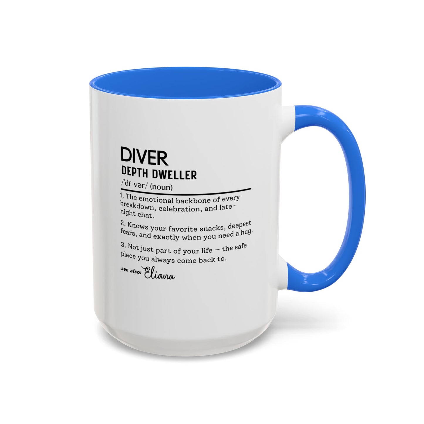 Diver Dictionary Mug, Funny Depth Dweller Coffee Cup, Custom Ocean Lover Mug Gift, Colorful Mugs (11oz, 15oz), Scuba Diver Gift