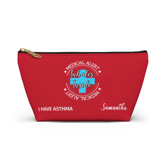 Personalized Medical Alert Inhaler Pouch for Asthma Samantha Emergency Respiratory Kit Inhaler Storage Travel School Ready