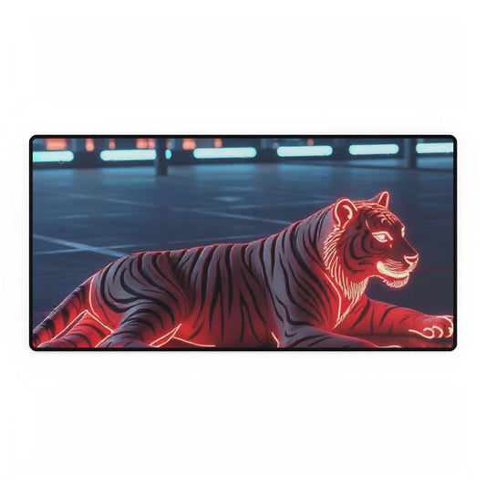 Neon Tiger Desk Mat - Stylish Mouse Pad for Home Office, Gaming, Desk Decor, Unique Gift for Students, Holiday Present