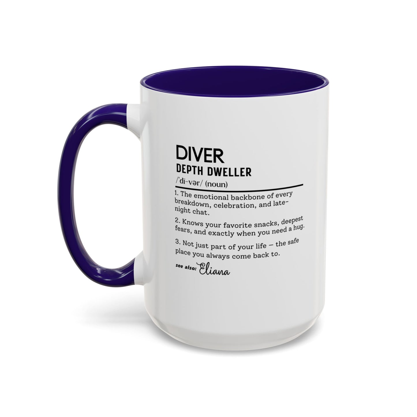 Diver Dictionary Mug, Funny Depth Dweller Coffee Cup, Custom Ocean Lover Mug Gift, Colorful Mugs (11oz, 15oz), Scuba Diver Gift