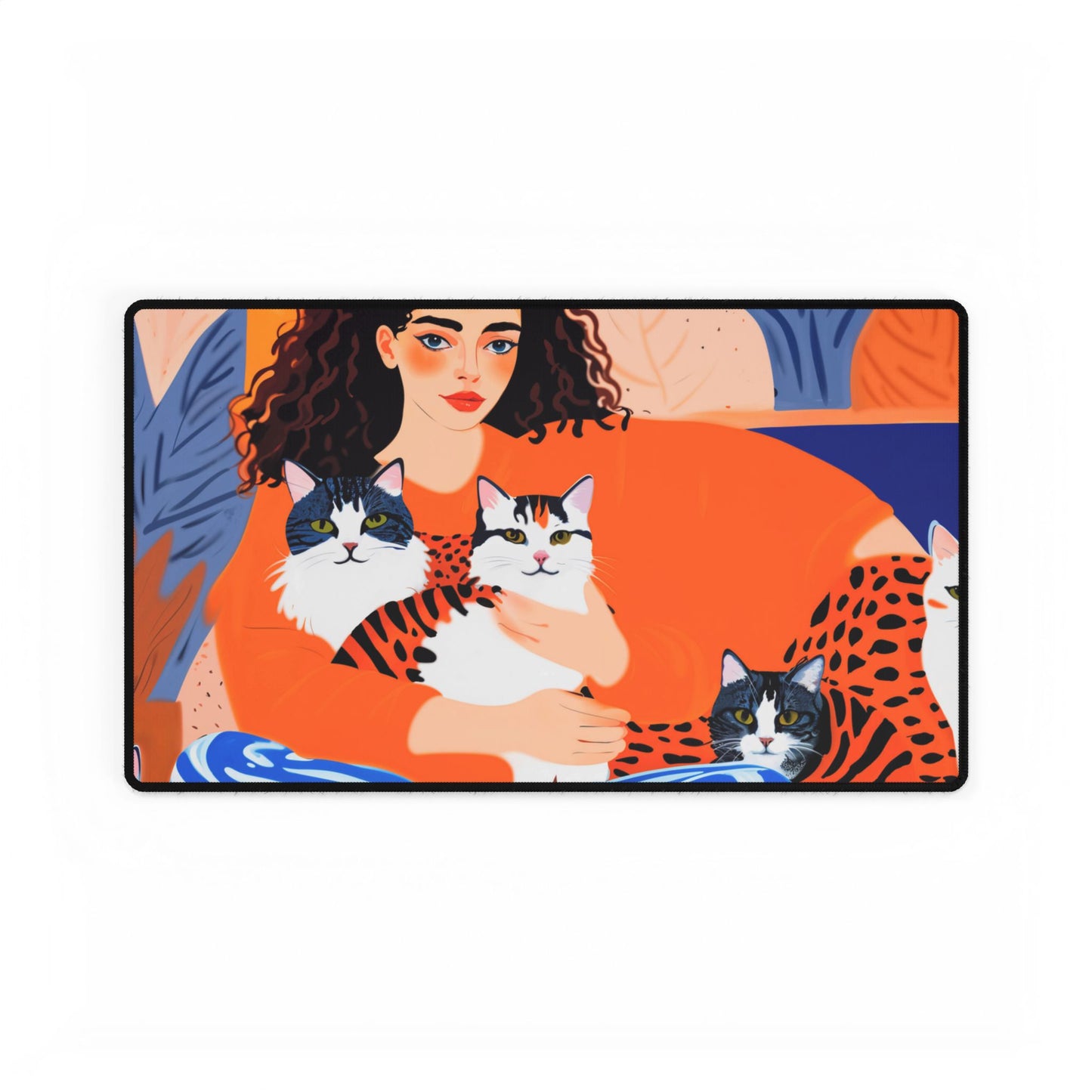 Chic Cat-themed Desk Mat, Decorative Office Mat, Animal Lover Gift, Home Office Decor, Cat Lover's Desk Accessory