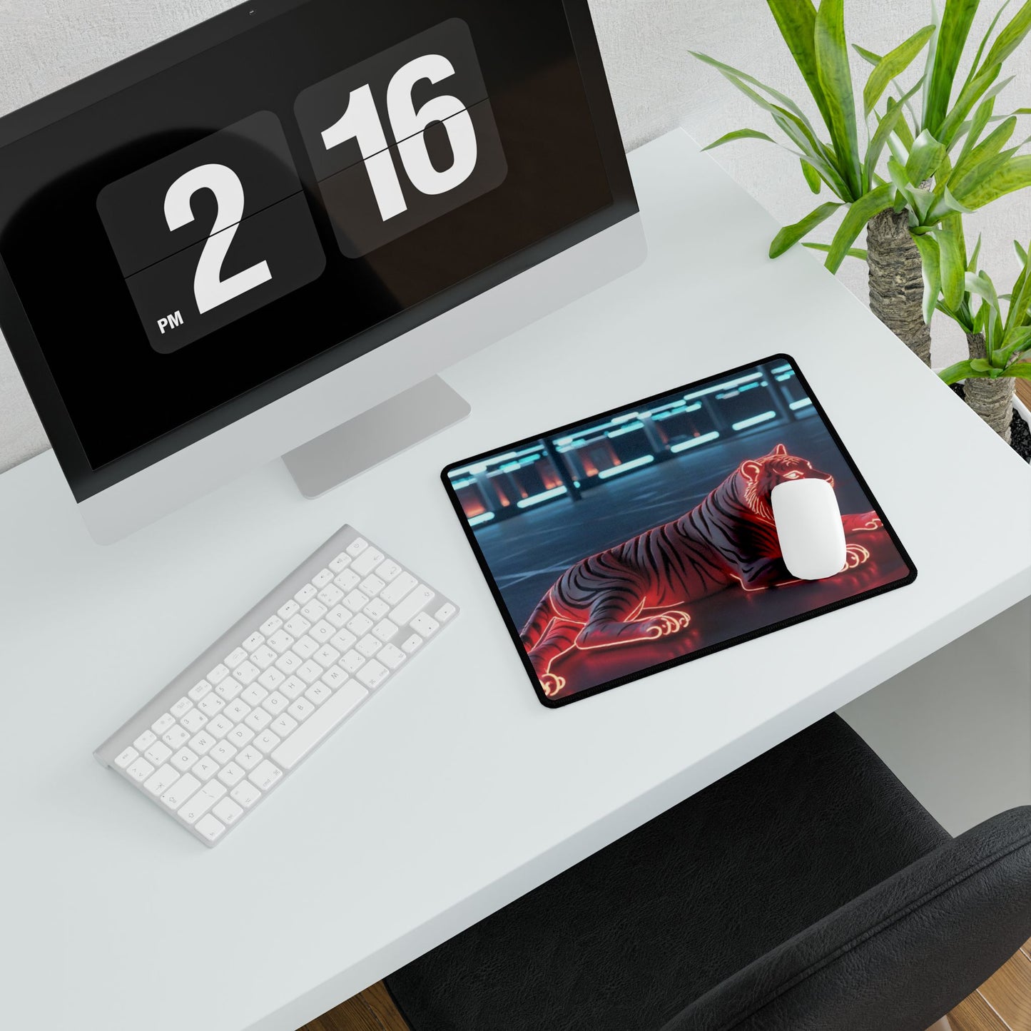 Neon Tiger Desk Mat - Stylish Mouse Pad for Home Office, Gaming, Desk Decor, Unique Gift for Students, Holiday Present