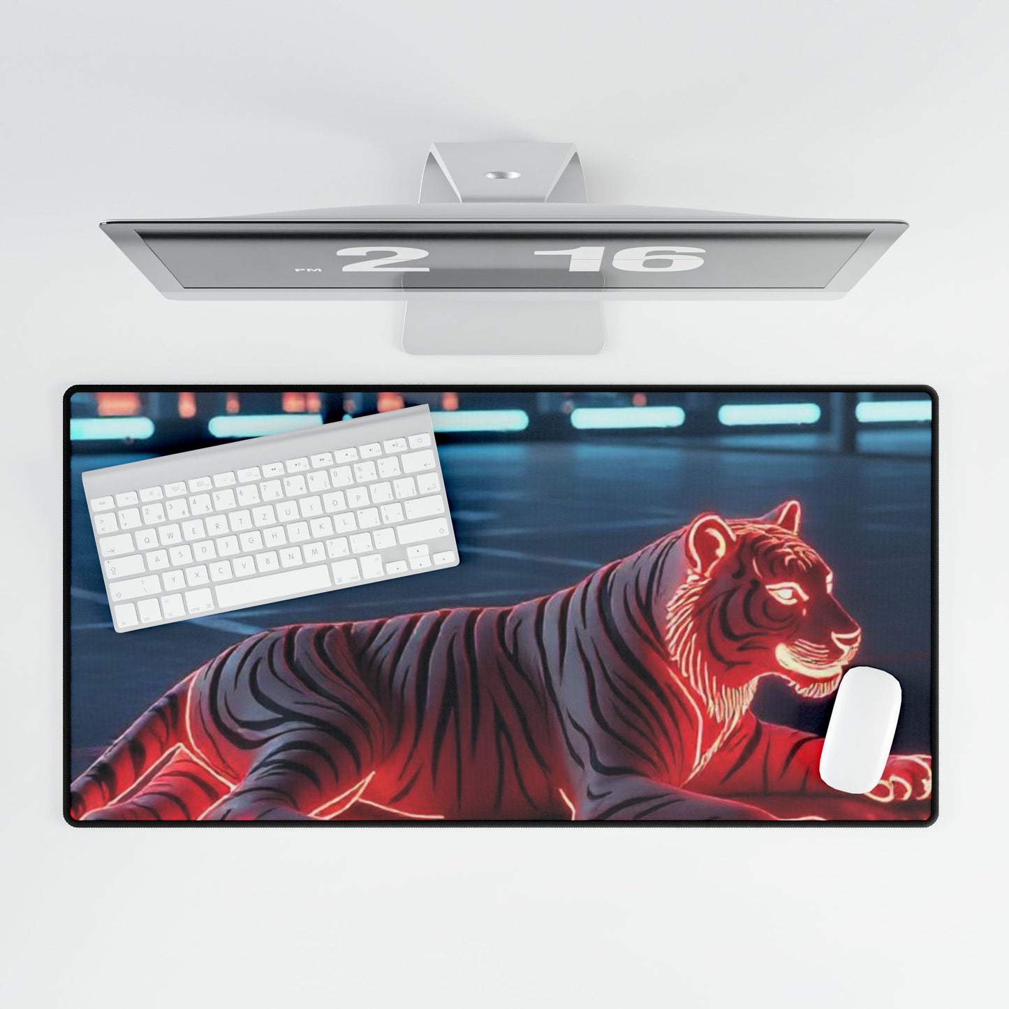 Neon Tiger Desk Mat - Stylish Mouse Pad for Home Office, Gaming, Desk Decor, Unique Gift for Students, Holiday Present