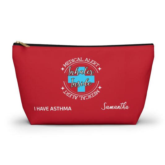 Personalized Medical Alert Inhaler Pouch for Asthma Samantha Emergency Respiratory Kit Inhaler Storage Travel School Ready