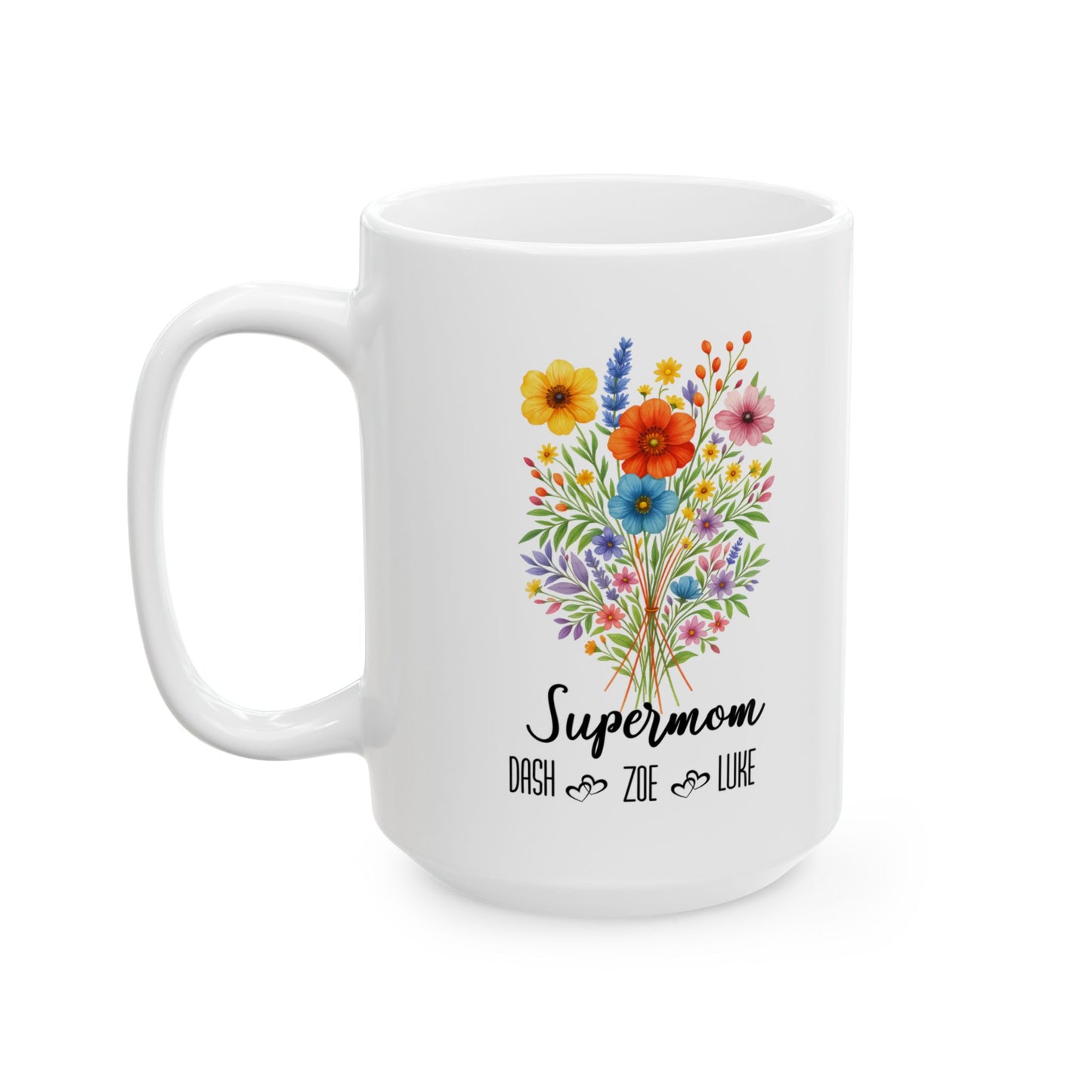 Supermom Mug 11oz 15oz Custom Coffee Cup Gift for Mom Birthday or Mothers Day Present Personalized Ceramic Mug for Super Hero Mom
