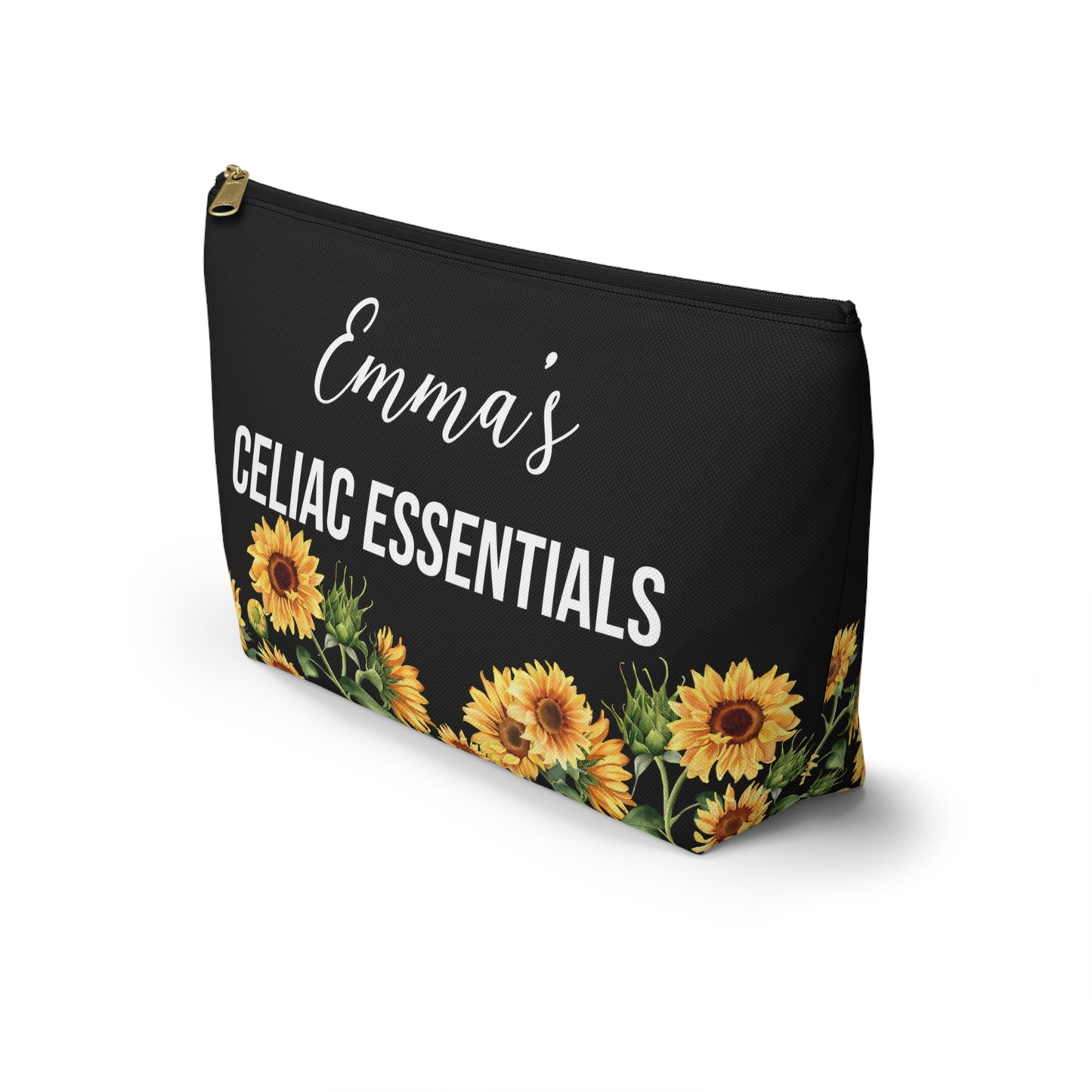 Personalized Celiac Essentials Pouch for Gluten Free Safety Travel Bag with Medical Alert Storage for Kids and Adults with Celiac Disease
