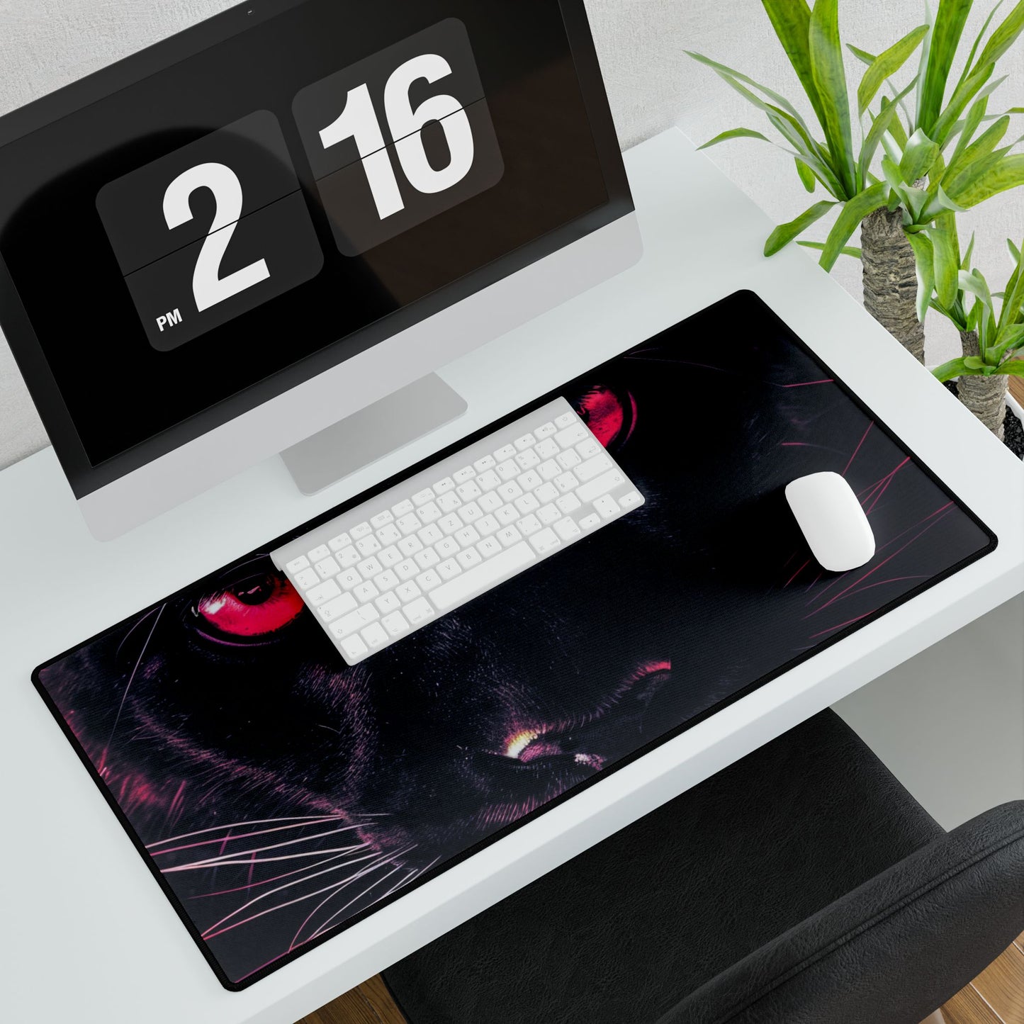Mystical Panther Desk Mat - Stylish Workspace Decor, Office Accessory, Gaming Matt, Home Office Gift, Red Eyes Design