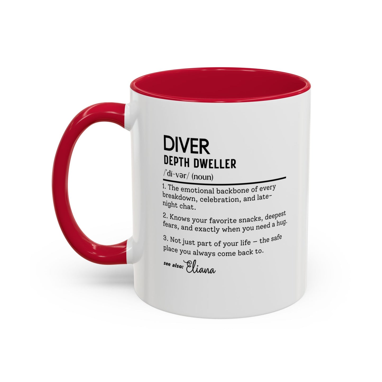 Diver Dictionary Mug, Funny Depth Dweller Coffee Cup, Custom Ocean Lover Mug Gift, Colorful Mugs (11oz, 15oz), Scuba Diver Gift