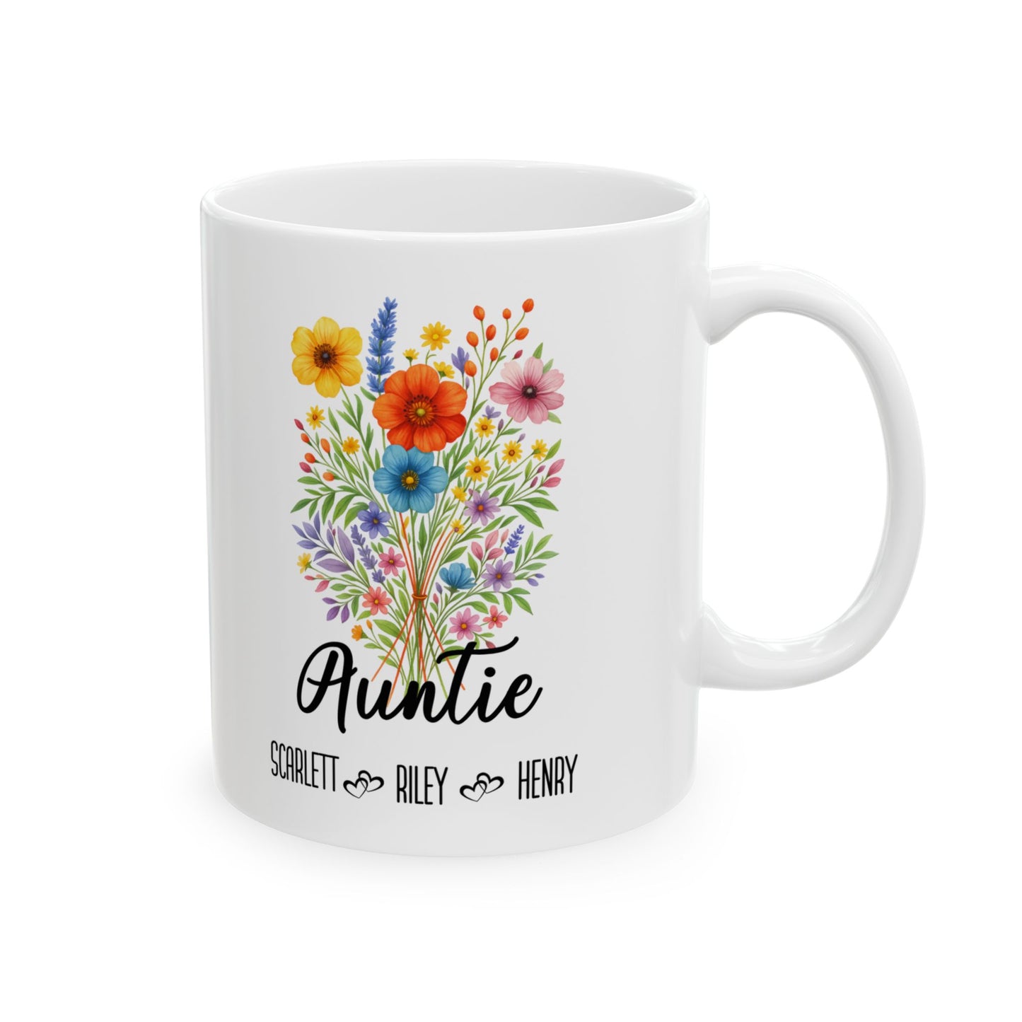 Auntie Mug 11 oz and 15 oz Personalized Gift for Aunt Cute Coffee Cup for Her Custom Name Present for Birthday Baby Reveal
