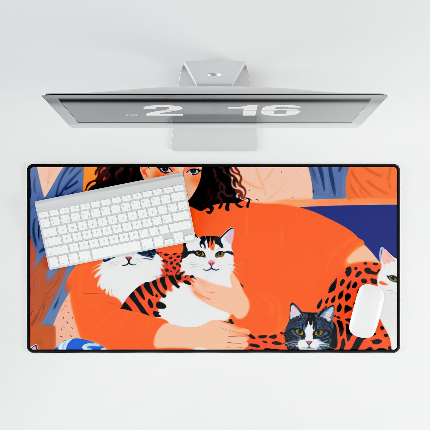 Chic Cat-themed Desk Mat, Decorative Office Mat, Animal Lover Gift, Home Office Decor, Cat Lover's Desk Accessory