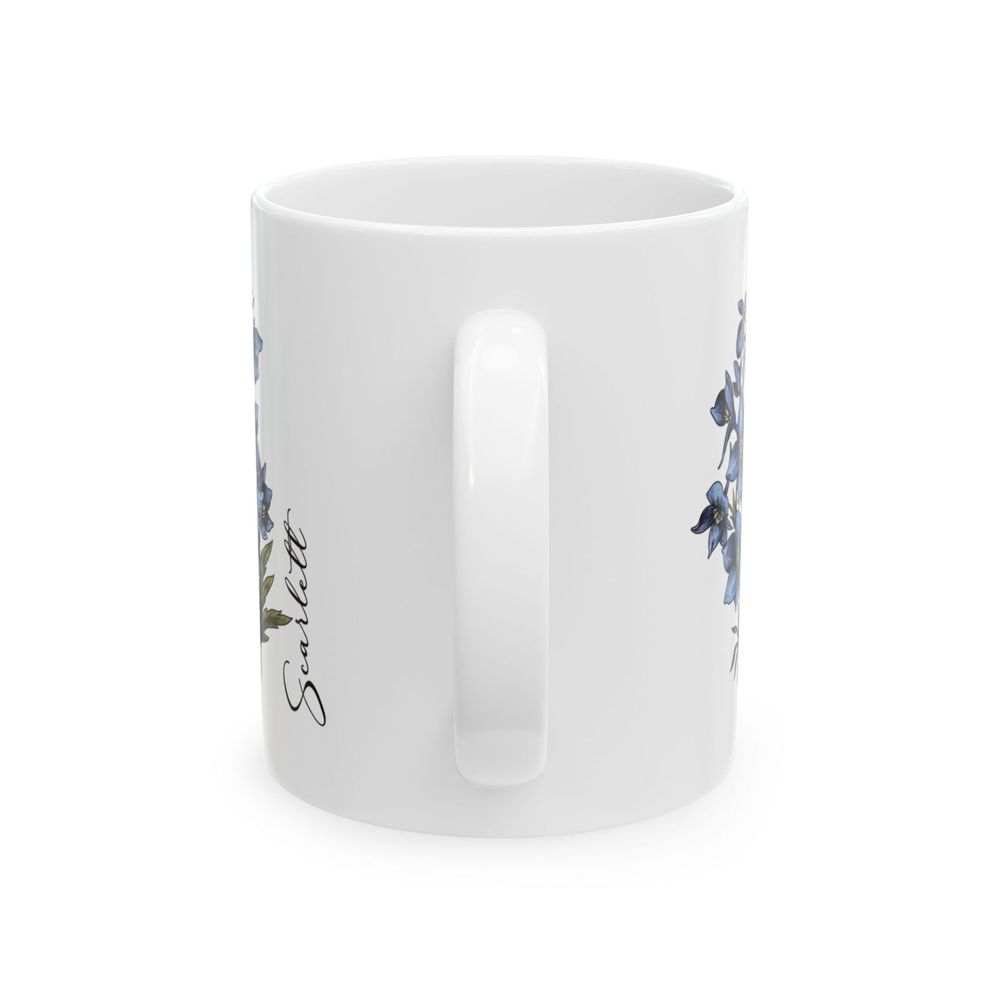July Birth Flower Larkspur Mug 11oz 15oz Custom Floral Coffee Cup Birthday Gift for Her Personalized Ceramic Summer Flower Mug