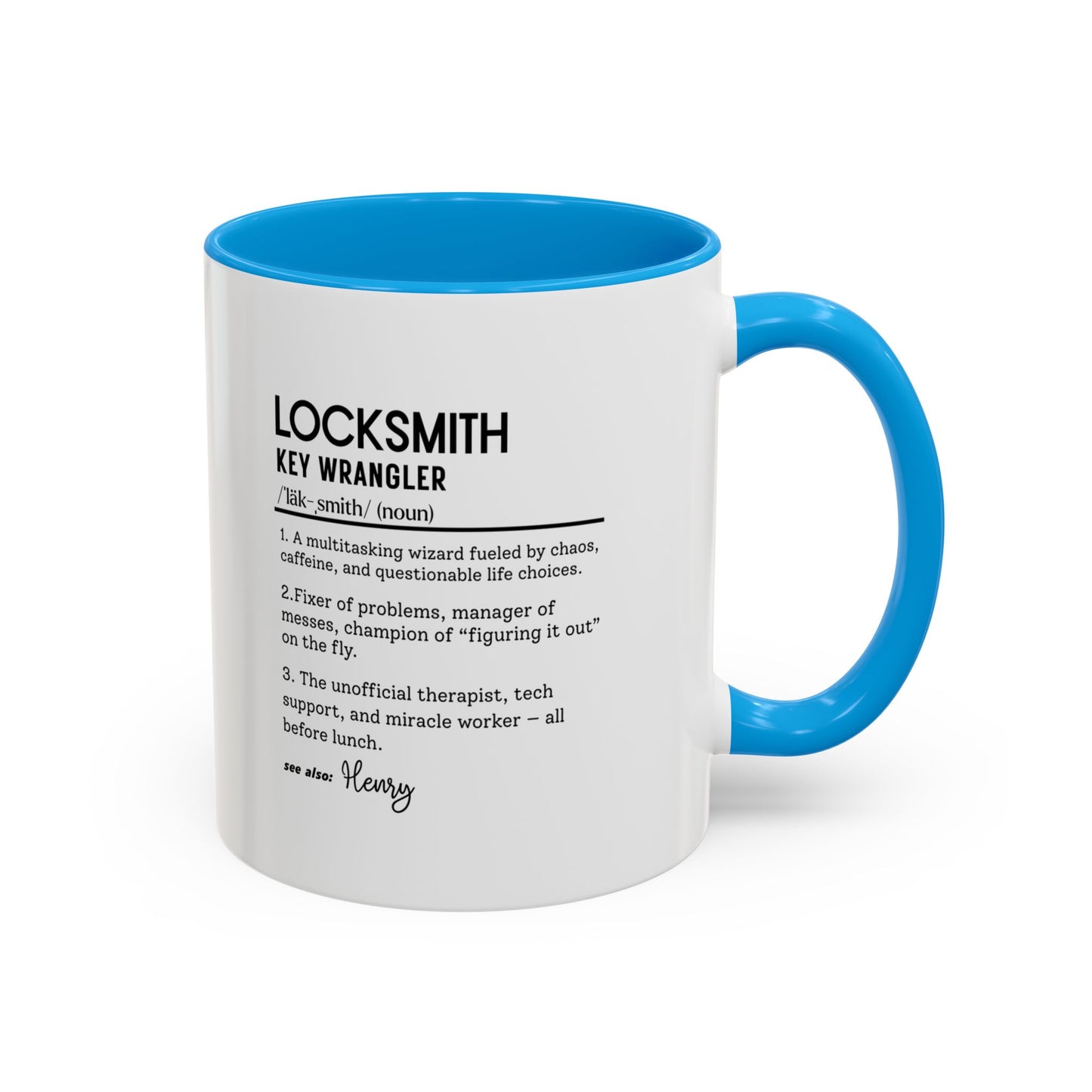 Custom Locksmith Dictionary Mug, Funny Key Wrangler Mug, Personalized Coffee Cup Gift for Locksmith, Punny Tradesman Mug