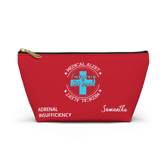 Personalized Medical Alert Emergency Kit Pouch for Adrenal Insufficiency Samantha Medication Organizer for Daily or Travel Use