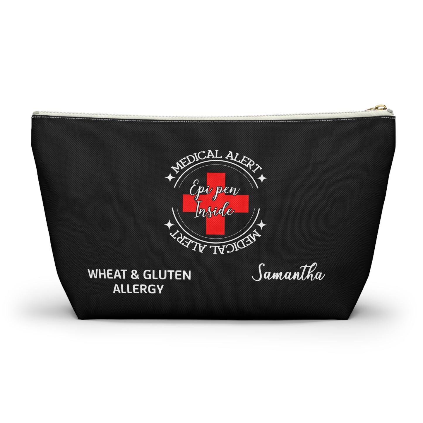 Personalized Medical Alert EpiPen Pouch for Wheat and Gluten Allergy Samantha Emergency Allergy Meds Bag and Travel Organizer
