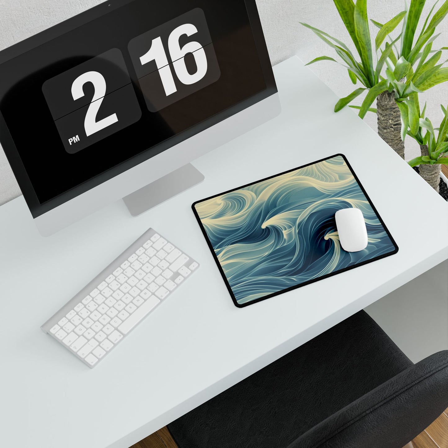 Ocean Wave Desk Mat, Office Decor, Gaming Mouse Pad, Stylish Workspace Accessories, Gift for Students & Creatives