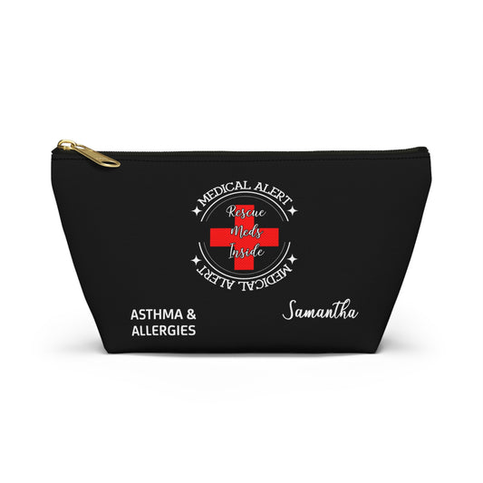 Personalized Medical Alert Rescue Meds Pouch for Asthma and Allergies Samantha Emergency Inhaler and EpiPen Organizer Bag