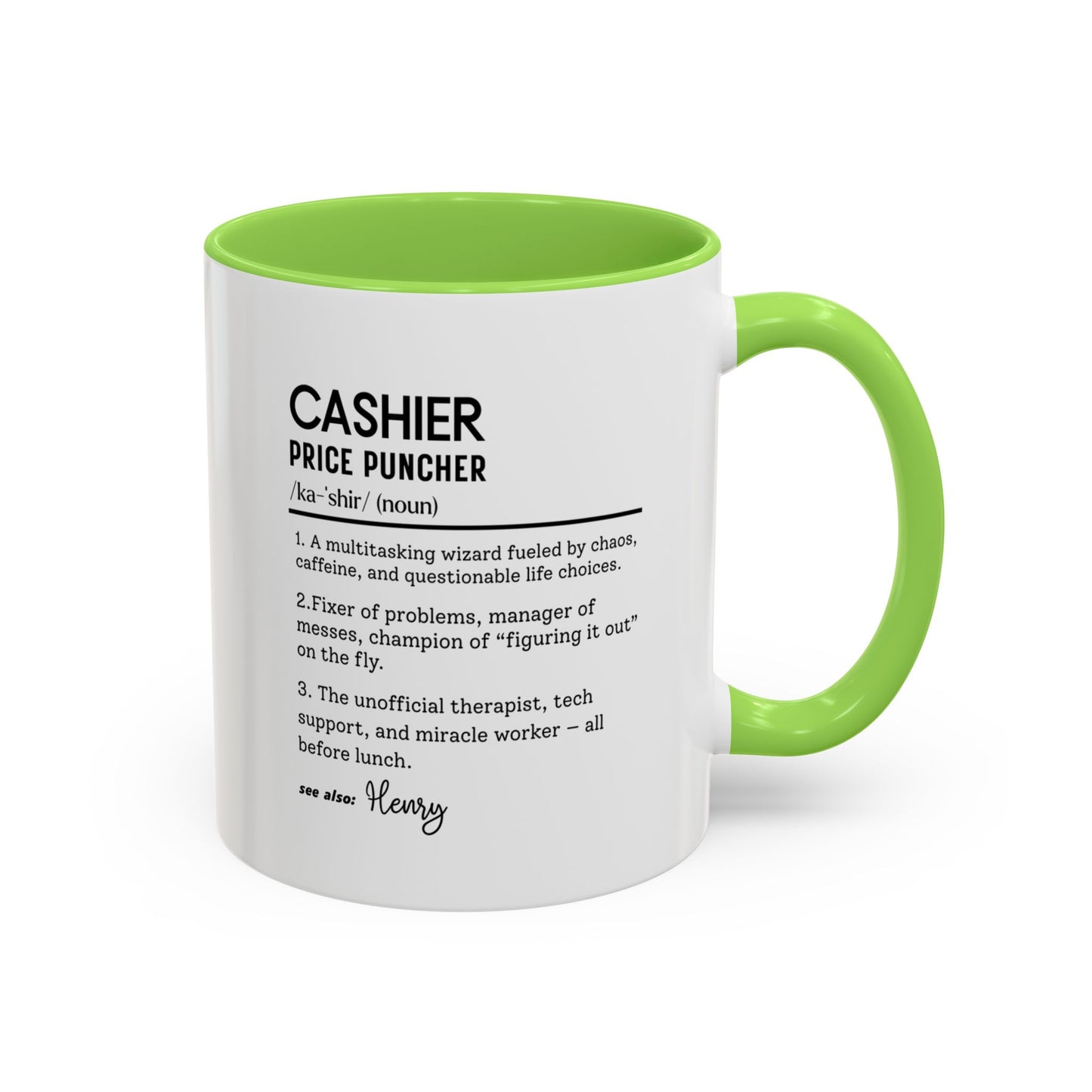 Funny Cashier Mug, Price Puncher Gift, Store Clerk Coffee Cup, Personalized Retail Worker Mug, Colorful Mugs (11oz, 15oz)
