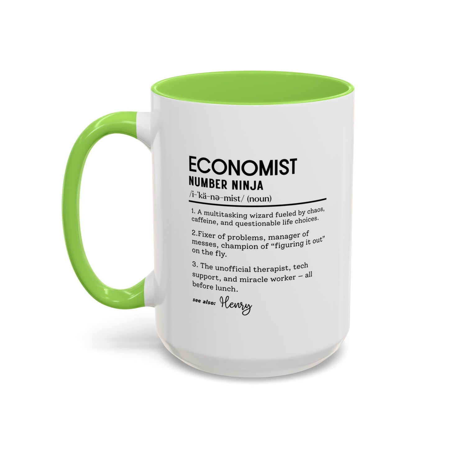 Funny Economist Mug, Number Ninja Dictionary Mug, Custom Coffee Cup for Finance Pros, Gift for Economists, Colorful Mugs (11oz, 15oz)