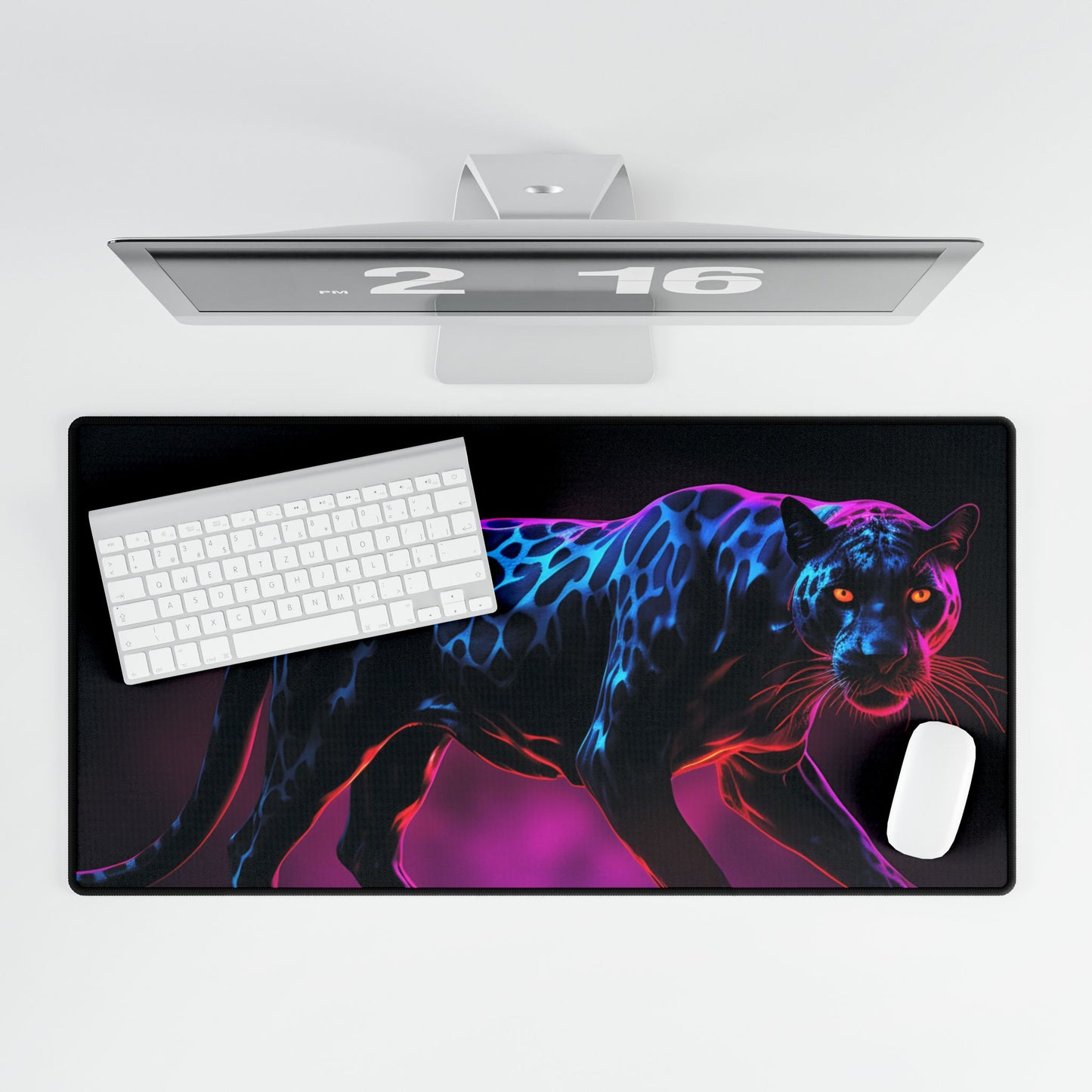 Neon Panther Desk Mat - Stylish Mouse Pad, Office Accessory, Gamer Gift, Home Decor, Desk Organizer