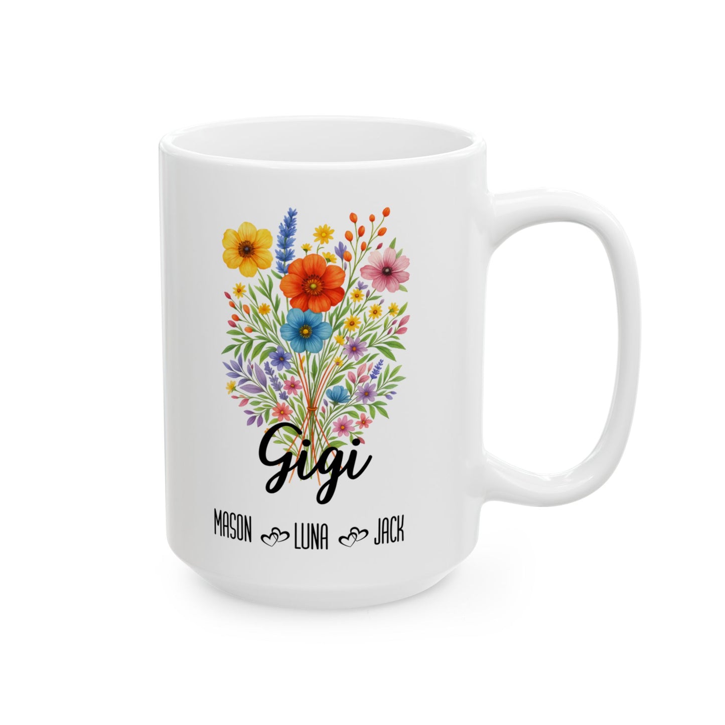 Gigi Mug 11oz 15oz Custom Coffee Cup Gift for Grandma Birthday or Mothers Day Personalized Ceramic Mug for Her from Grandkids