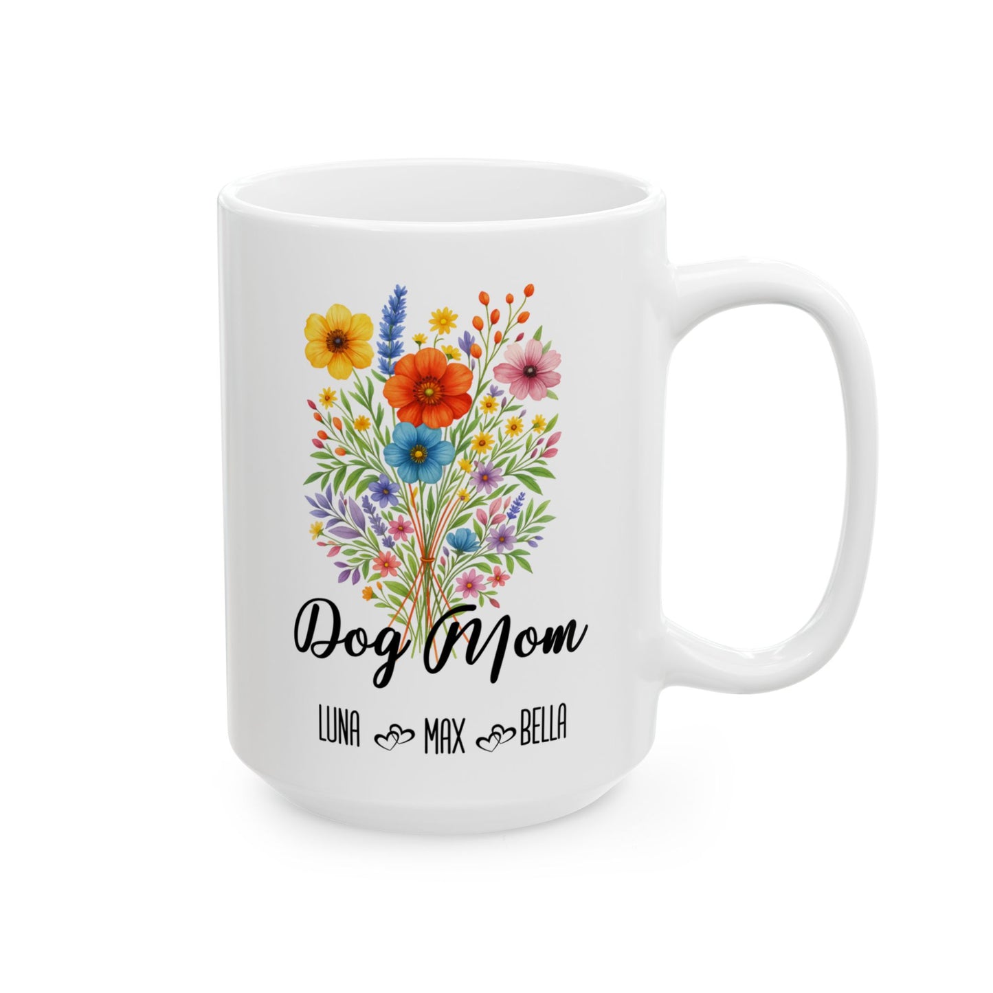 Dog Mom Mug 11oz 15oz Custom Coffee Cup Gift for Dog Lovers Pet Owner Mug for Women Personalized Ceramic Mug for Fur Mama